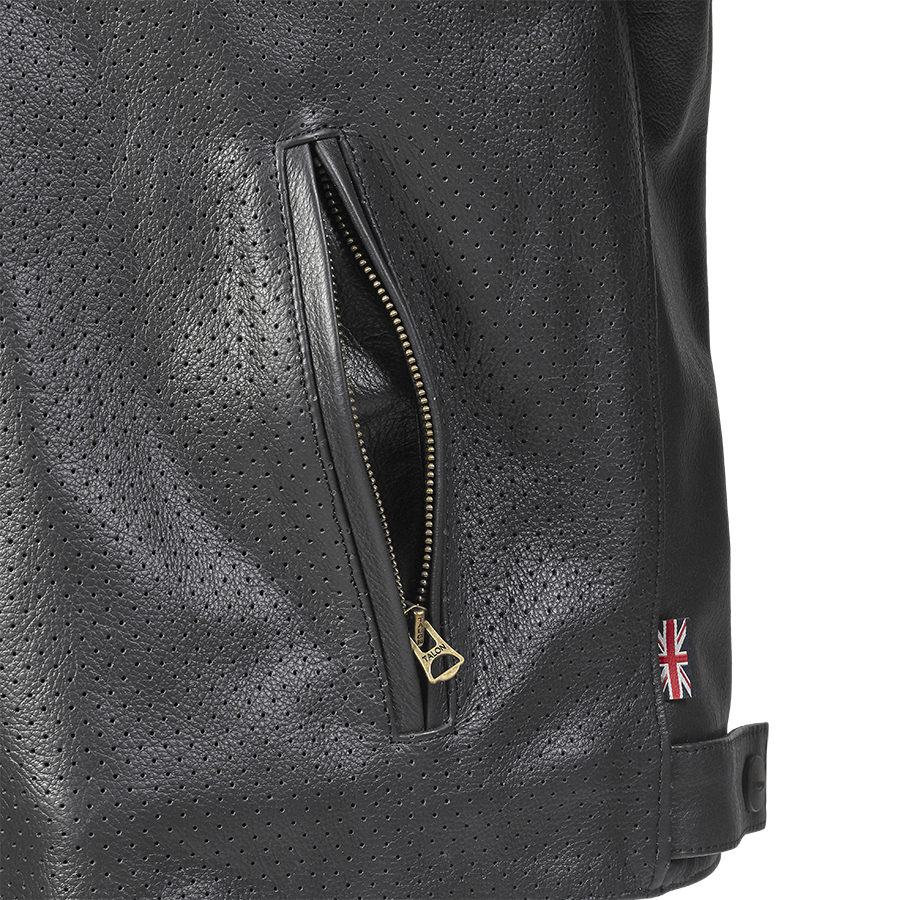 Triumph Braddan Air Racing Leather Jacket in Black and Gold