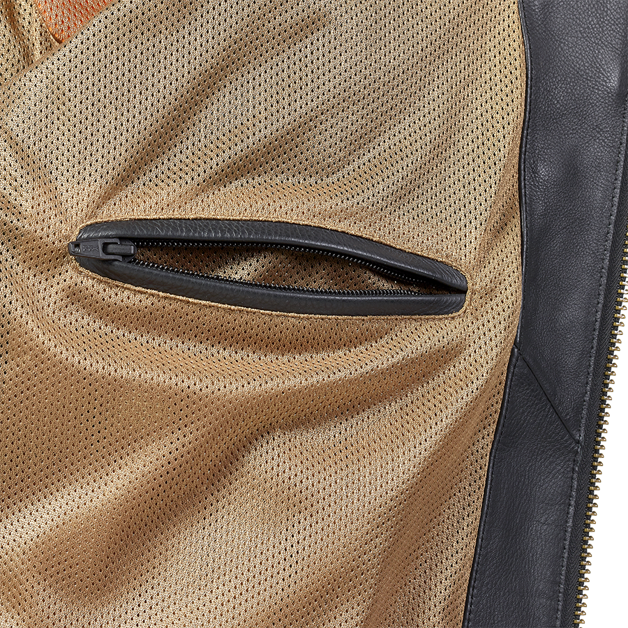 Triumph Braddan Air Racing Leather Jacket in Black and Gold