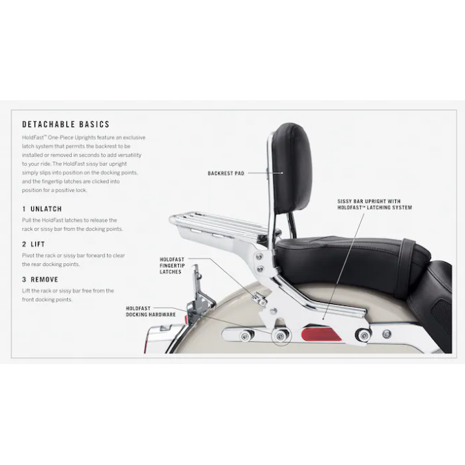 Harley-Davidson® HoldFast Sissy Bar Upright - Standard Height - Gloss Black