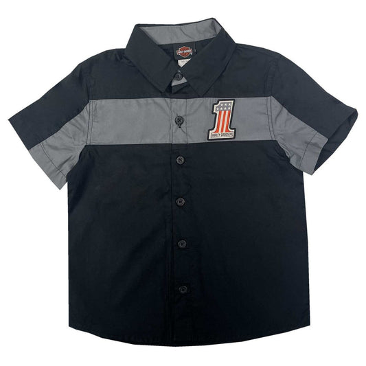 Harley-Davidson® Little Boys' #1 Short Sleeve Button Work Shop Toddler Shirt