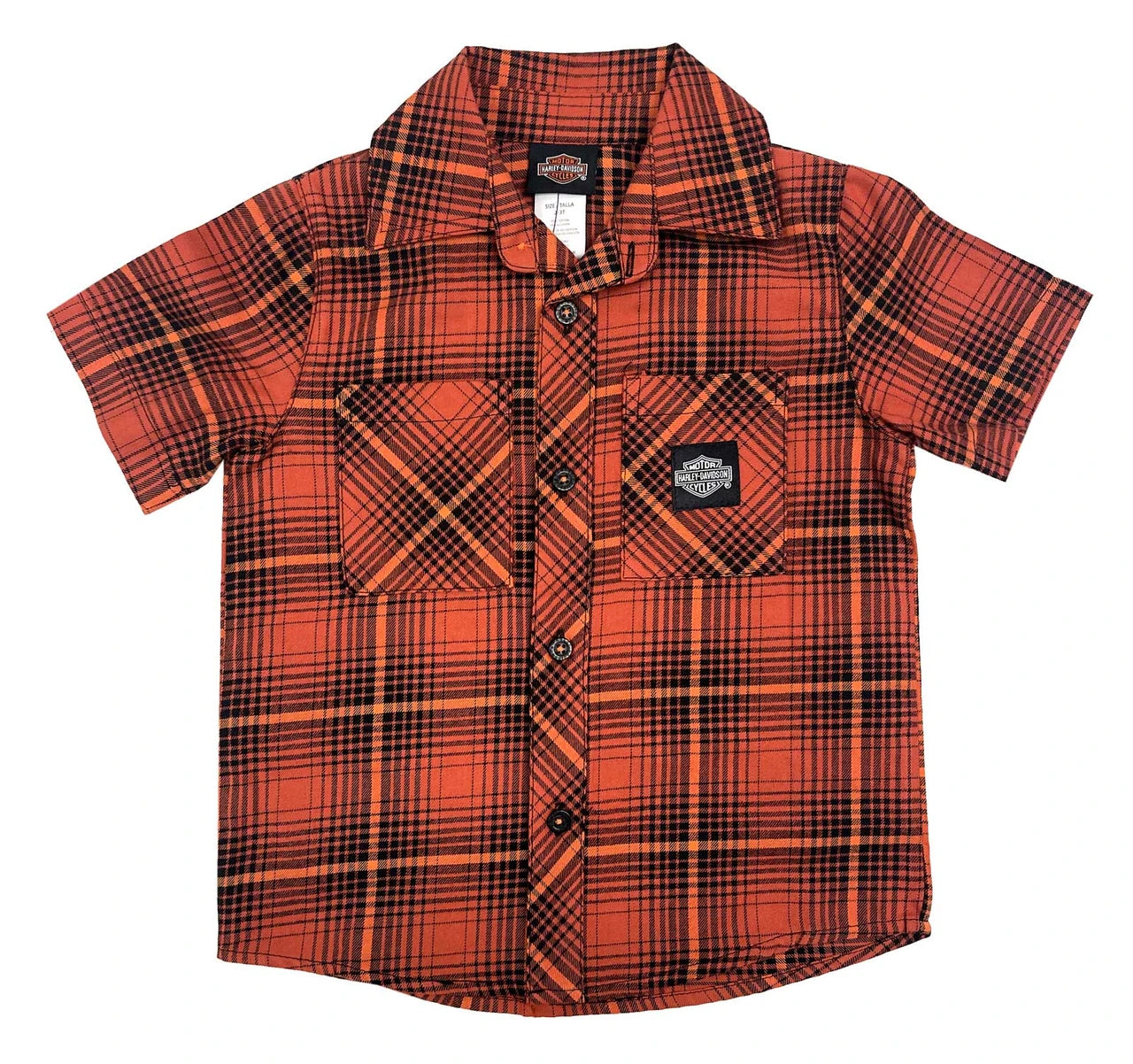 Harley-Davidson® Boys' Bar & Shield Logo Yarn Button Plaid Short Sleeve Shirt