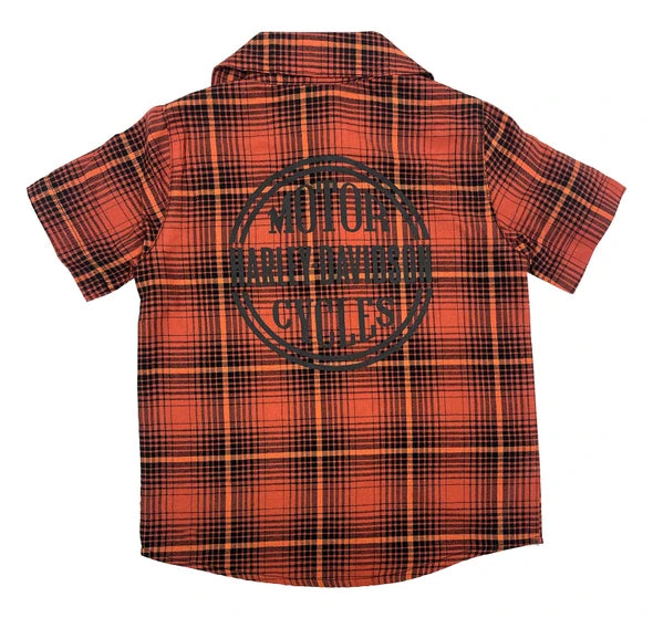 Harley-Davidson® Boys' Bar & Shield Logo Yarn Button Plaid Short Sleeve Shirt