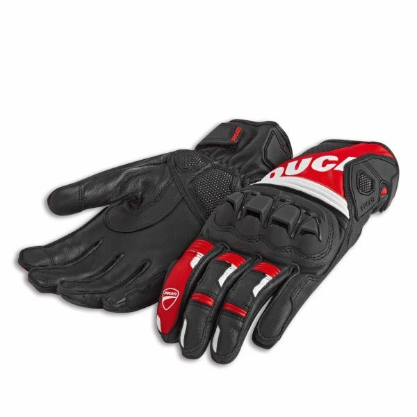 Ducati Fabric-Leather Gloves - Sport C4, Red/Black