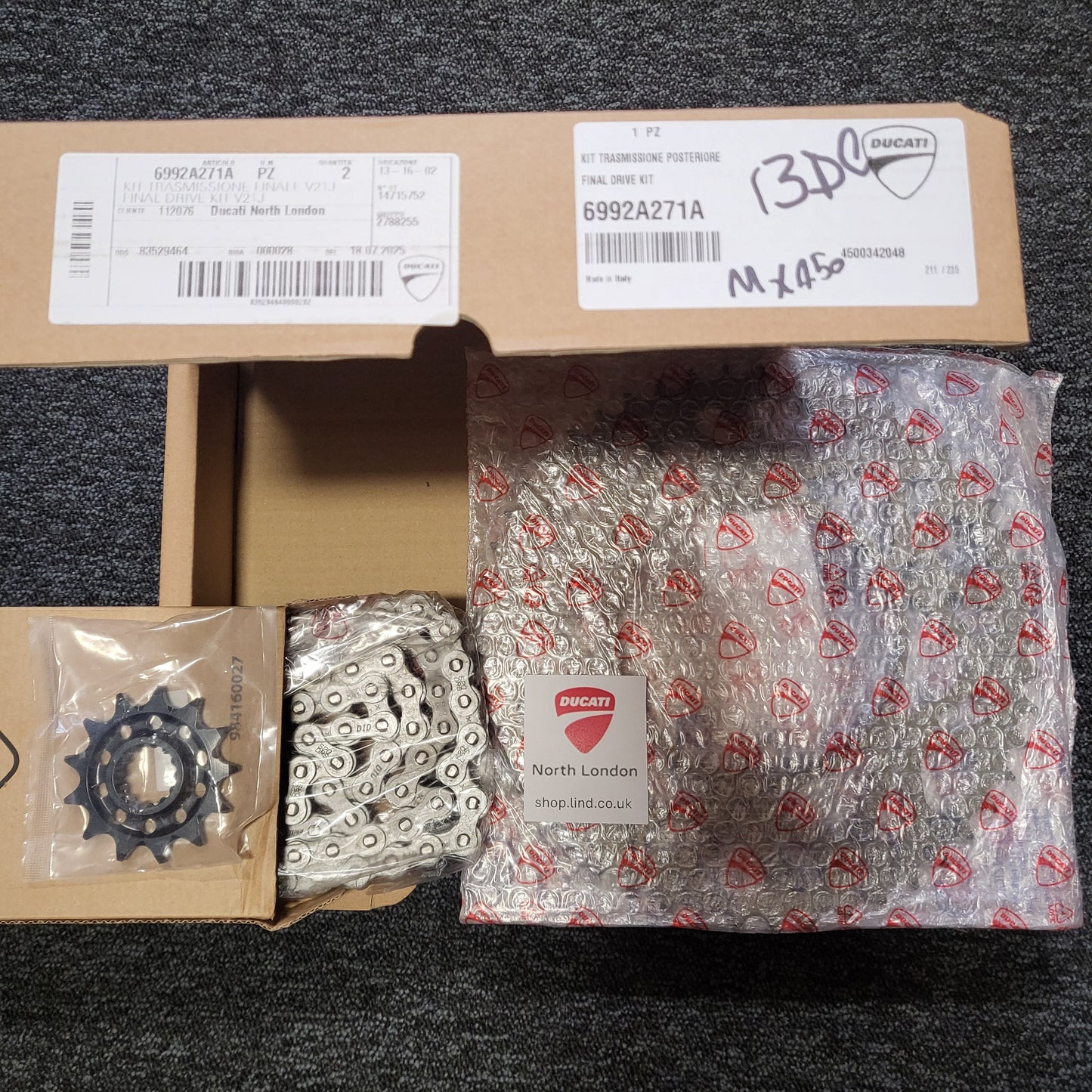 Ducati Final Drive Chain & Sprocket Kit Desmo 450 MX, MX Factory, 450 EDX