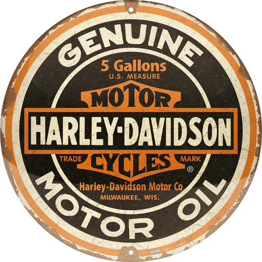 Harley-Davidson® Genuine Motor Oil Tin Sign Round