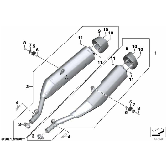 K1600GT/GTL Left Rear Muffler - 18517728860