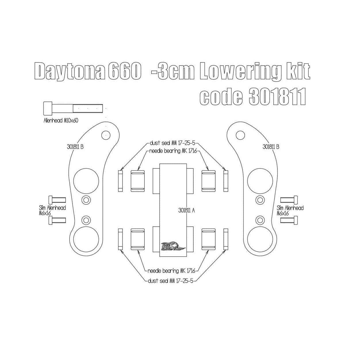 Triumph Rear Suspension Lowering Kit (-30 mm) for Daytona 660