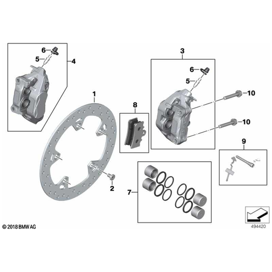 C400X/GT Left Brake Caliper (Without Brake Pads) - 34111542545