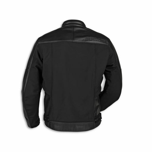 Ducati Men's Black Leather-Fabric Jacket - Ducati Logo C1