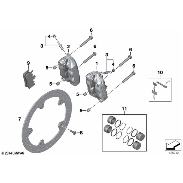 RNineT, F800R, F900R, F900XR Brake Pistons with Seals Set - 34118549507