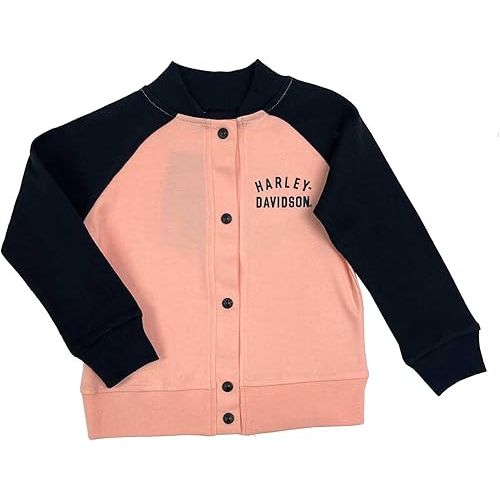 Harley-Davidson® Little Girls' Bar & Shield Toddler Varsity Knit Jacket - Pink