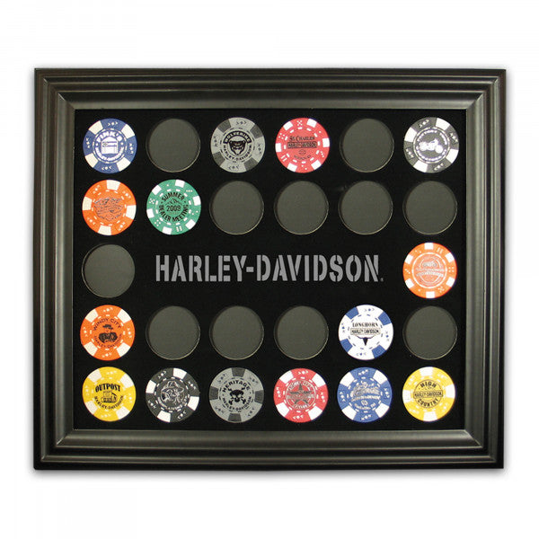 Harley-Davidson® Black Poker Chip Frame (holds 26 Poker Chips)