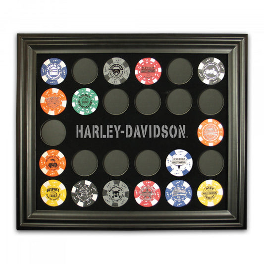Harley-Davidson® Black Poker Chip Frame (holds 26 Poker Chips)