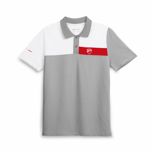 Ducati Colour Block Grey Short-Sleeved Men's Polo Shirt