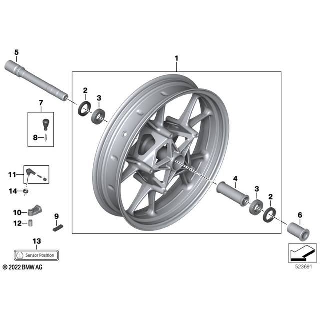 M1000R/RR/XR, S1000R/RR/XR Front Floating Axle - 31427713304