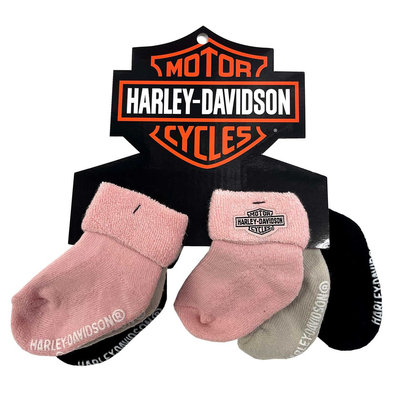 Harley-Davidson® Baby Girls' Bar & Shield 3 Pack Infant Socks, Multi-Colored