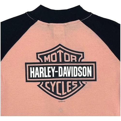 Harley-Davidson® Little Girls' Bar & Shield Toddler Varsity Knit Jacket - Pink