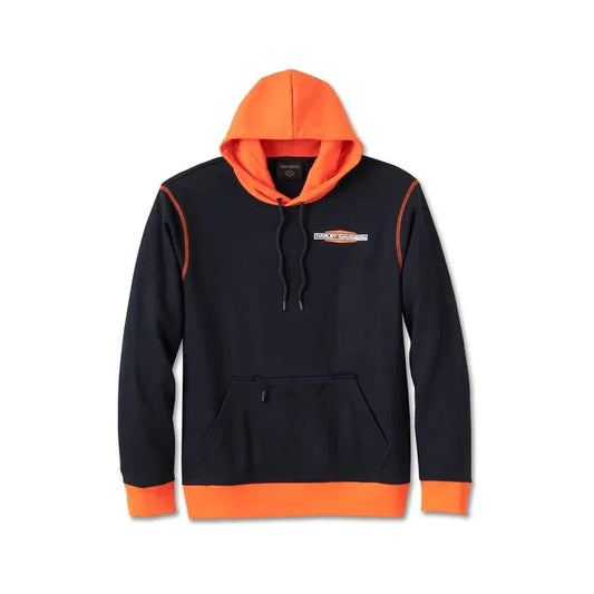 Harley-Davidson® Men's Kickstart Pullover Hoodie - Colorblock - Harley Black & Harley Orange