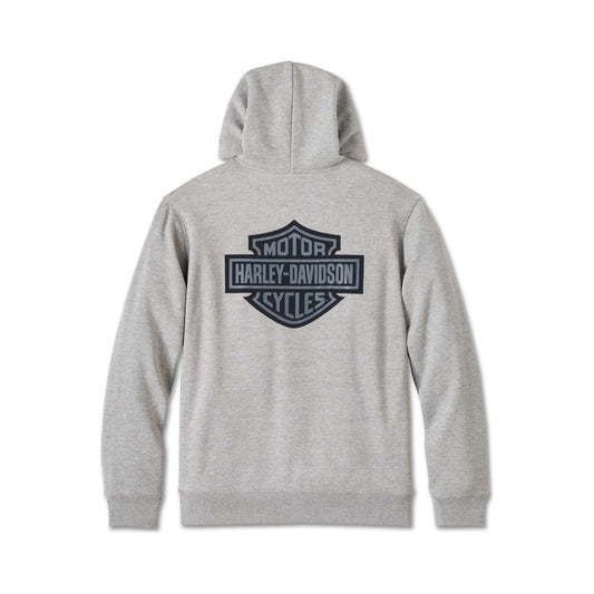 Harley-Davidson® Men's Bar & Shield Plaid Lined Zip-Up Hoodie - Grey Heather