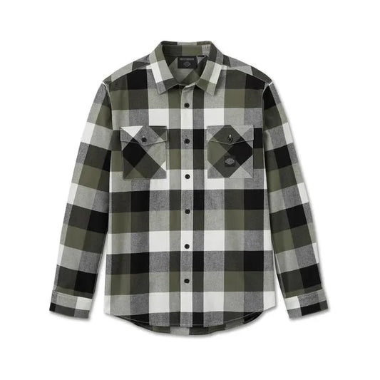 Harley-Davidson® Essence Long Sleeve Flannel Shirt - Plaid - Harley Black & Grape Leaf