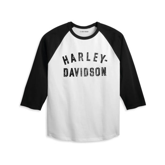 Harley-Davidson® Men's Staple 3/4 Raglan - Colorblocked - Bright White
