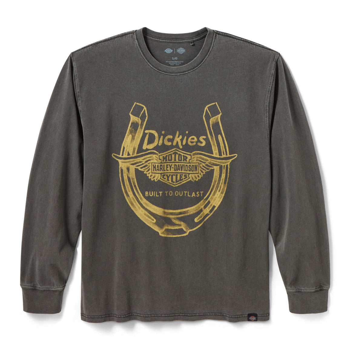 Dickies X H-D® Men's Winged Horseshoe Long Sleeve Tee - Washed Black