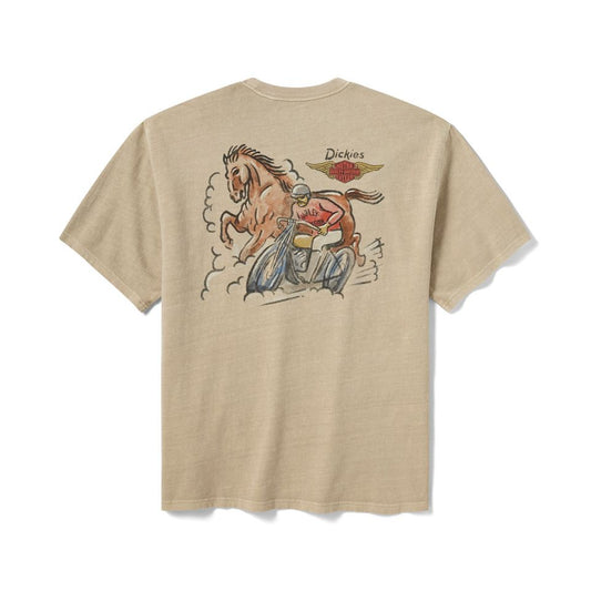 Dickies x H-D Men's Horsepower Heavyweight Pigment Dyed Tee - Khaki