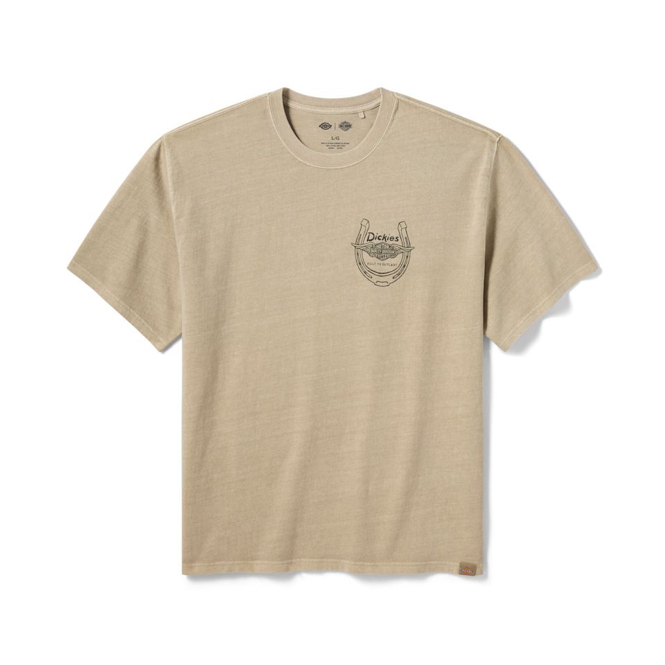 Dickies x H-D Men's Horsepower Heavyweight Pigment Dyed Tee - Khaki