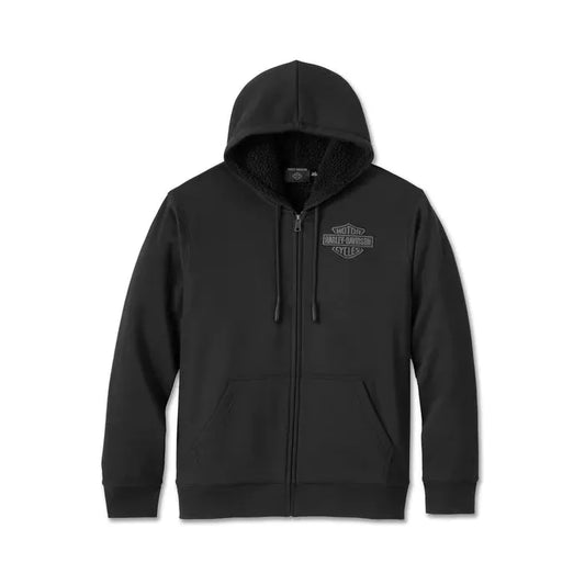 Harley-Davidson® Bar & Shield Sherpa Full Zip Hoodie - Black