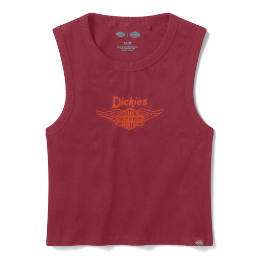 Dickies X H-D® Women's Winged Bar & Shield Ribbed Tank - Tibetan Red