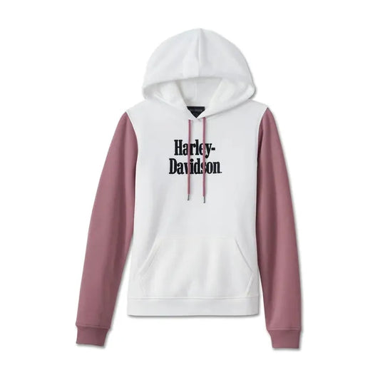 Harley-Davidson® Women's Raglan Hoodie - Colorblock - Cloud Dancer & Wistful Mauve