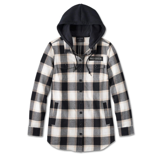 Harley-Davidson® Women's Thrill Seeker Tunic with Removable Hood - YD Plaid - Black Beauty