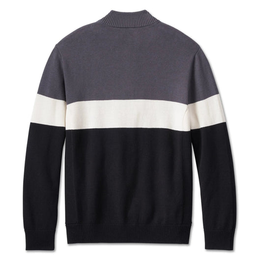 Harley-Davidson® Men's Darting 1/4 Zip Sweater - Colorblocked - Black Beauty