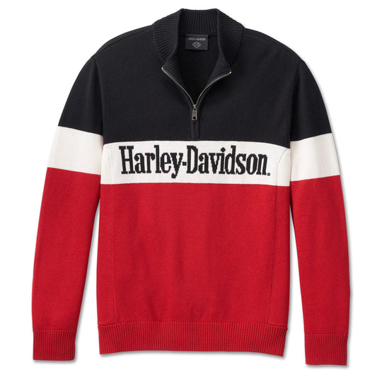 Harley-Davidson® Men's Darting 1/4 Zip Sweater - Red