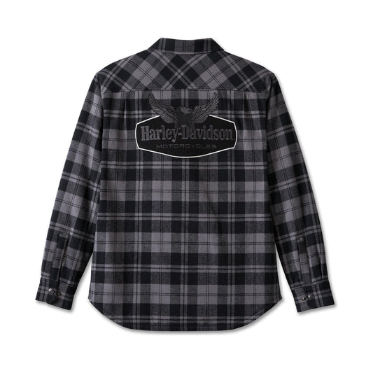 Harley-Davidson® Men's Black/Grey Checkered Zip Up Overshirt