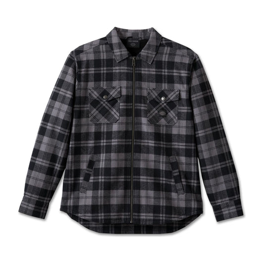 Harley-Davidson® Men's Black/Grey Checkered Zip Up Overshirt