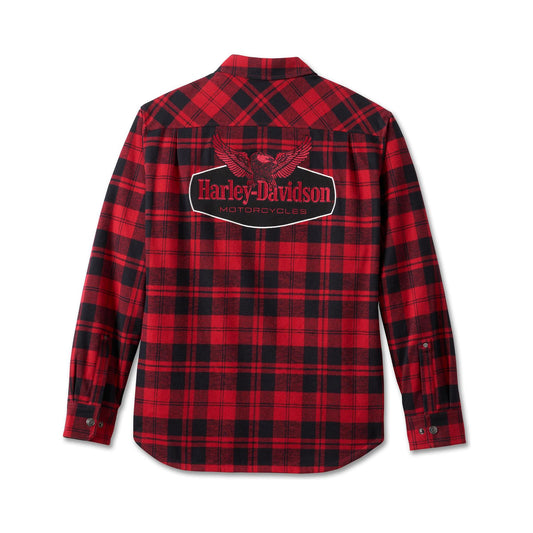 Harley-Davidson® Men's Black/Red Checkered Zip up Overshirt