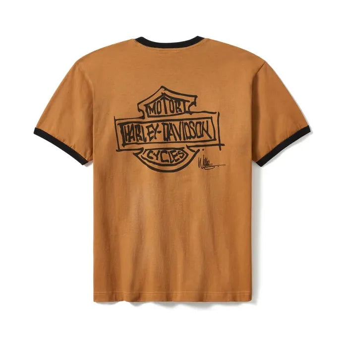 Harley-Davidson® Willie G Sketch Art Ringer Tee - Dark Chocolate