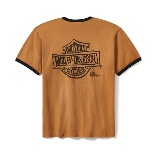 Harley-Davidson® Willie G Sketch Art Ringer Tee - Dark Chocolate