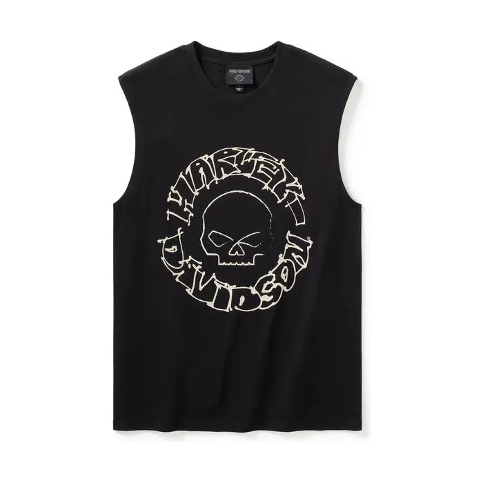 Harley-Davidson® Willie G Circle Skull Sketch Art Muscle Tee