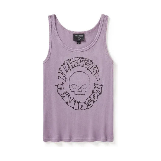 Harley-Davidson® Women's Willie G Circle Skull Sketch Art Ribbed Tank - Jam