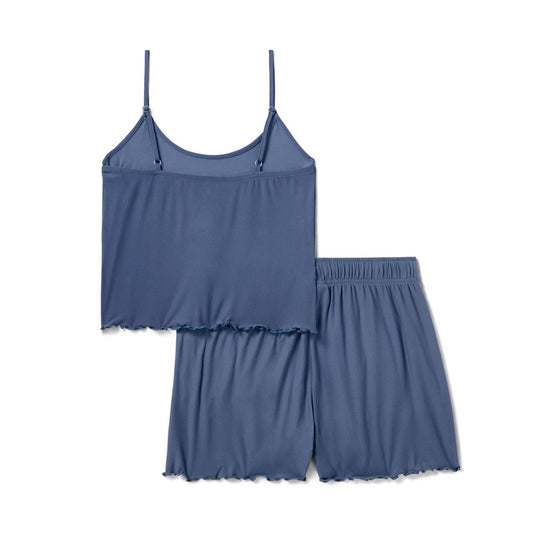 Harley-Davidson® Women's Lettuce Edge Tank & Short Set - Bijou Blue
