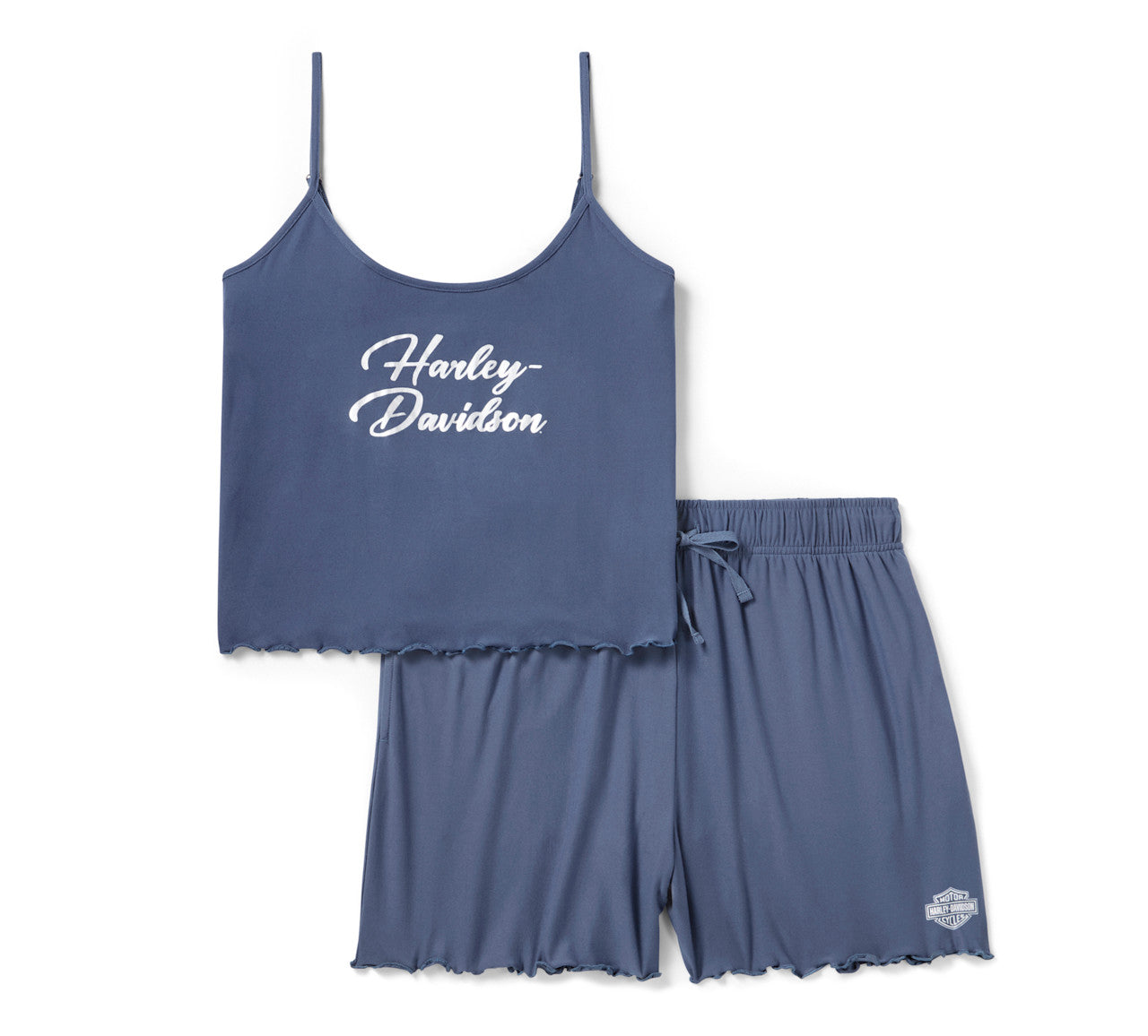 Harley-Davidson® Women's Lettuce Edge Tank & Short Set - Bijou Blue