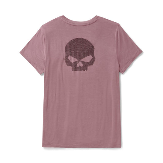Harley-Davidson® Women's Willie G Skull Bling V-neck - Nostalgia Rose