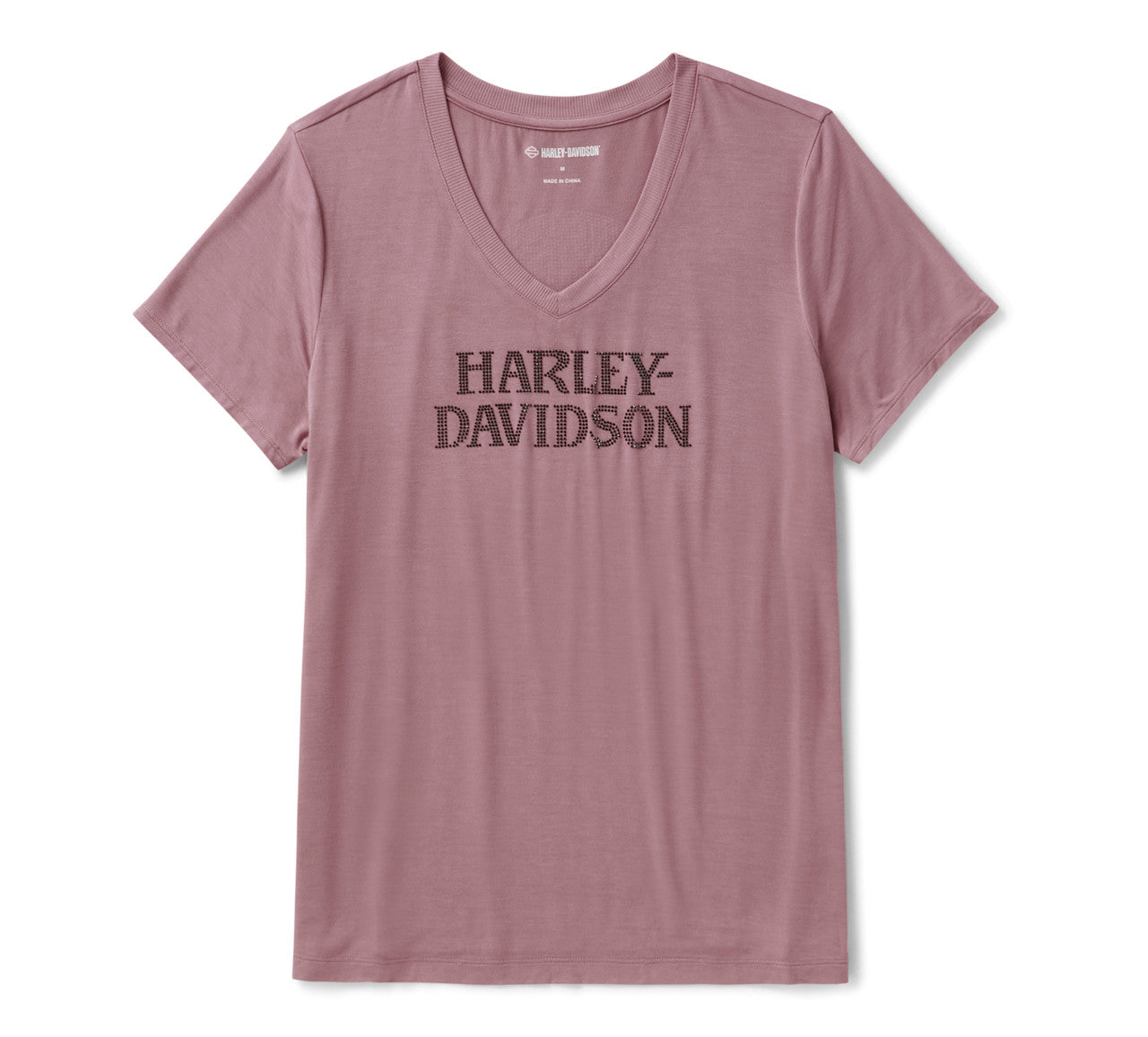 Harley-Davidson® Women's Willie G Skull Bling V-neck - Nostalgia Rose