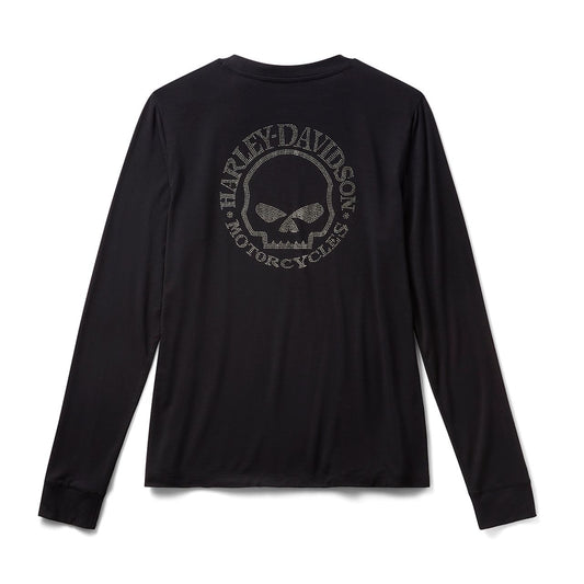 Harley-Davidson® Women's Willie G Skull Bling Long Sleeve - Harley Black
