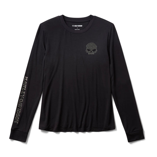 Harley-Davidson® Women's Willie G Skull Bling Long Sleeve - Harley Black