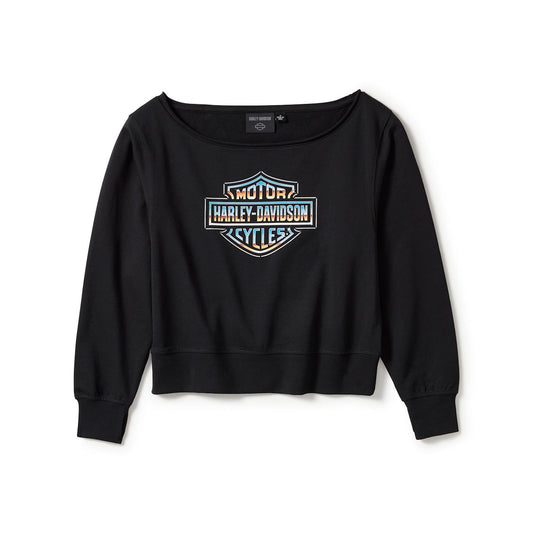 Harley-Davidson® Women's Chrome Evo Off The Shoulder Crew - Harley Black