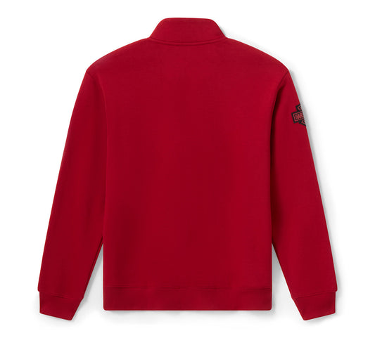 Harley-Davidson® Men's H-D Essential 1/4 Zip Pullover Fleece - Harley Deep Red