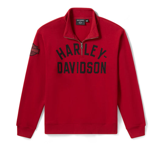 Harley-Davidson® Men's H-D Essential 1/4 Zip Pullover Fleece - Harley Deep Red